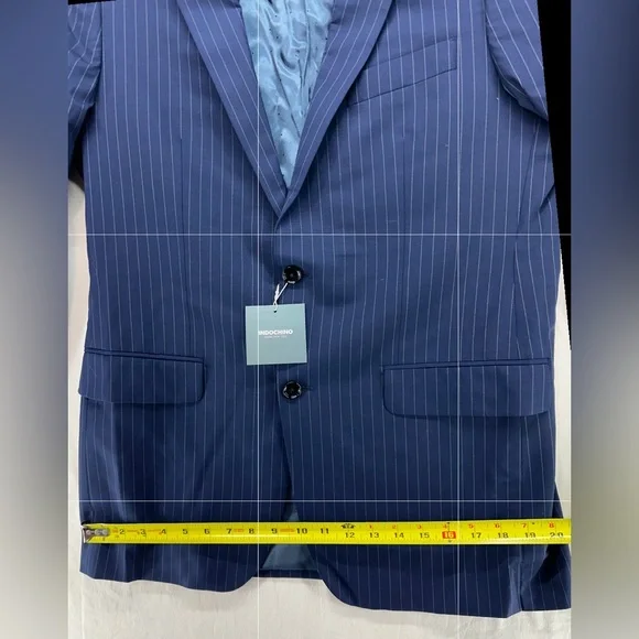 Indochino Jacket Blazer Sport Coat Wool Navy Blue Pin Stripe 2 Button 38 NWT